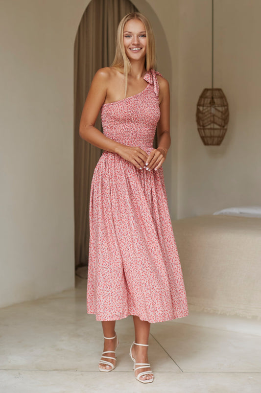 Sienna One-Shoulder Shirred Dress (Sale)