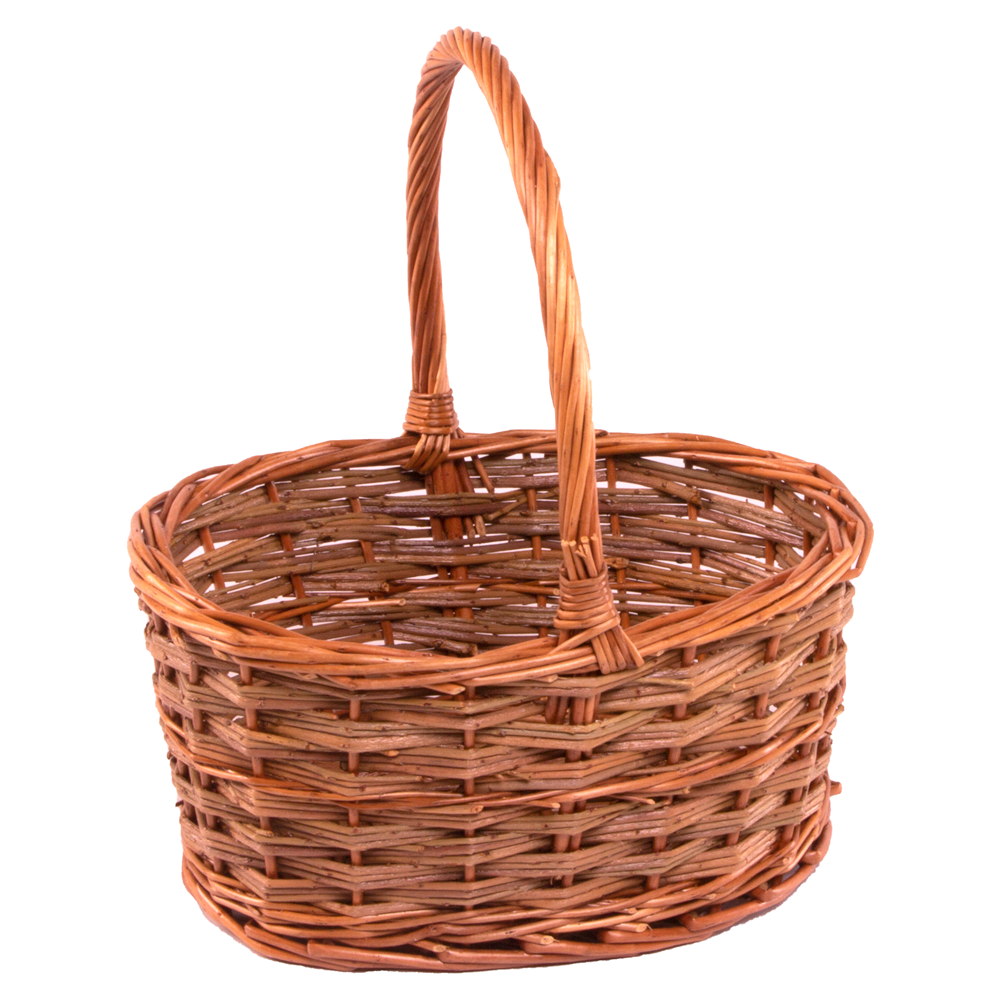 Small Rustic Oval Wicker Shopping Basket-0