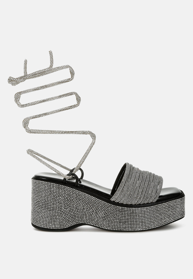 Swifties Rhinestone Embellished Lace-Up Sandals