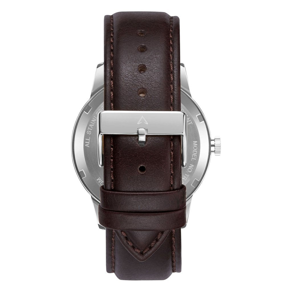 Trnda Men's Stainless Steel Watch, Brown Leather Band | Trn-Ss43b-4