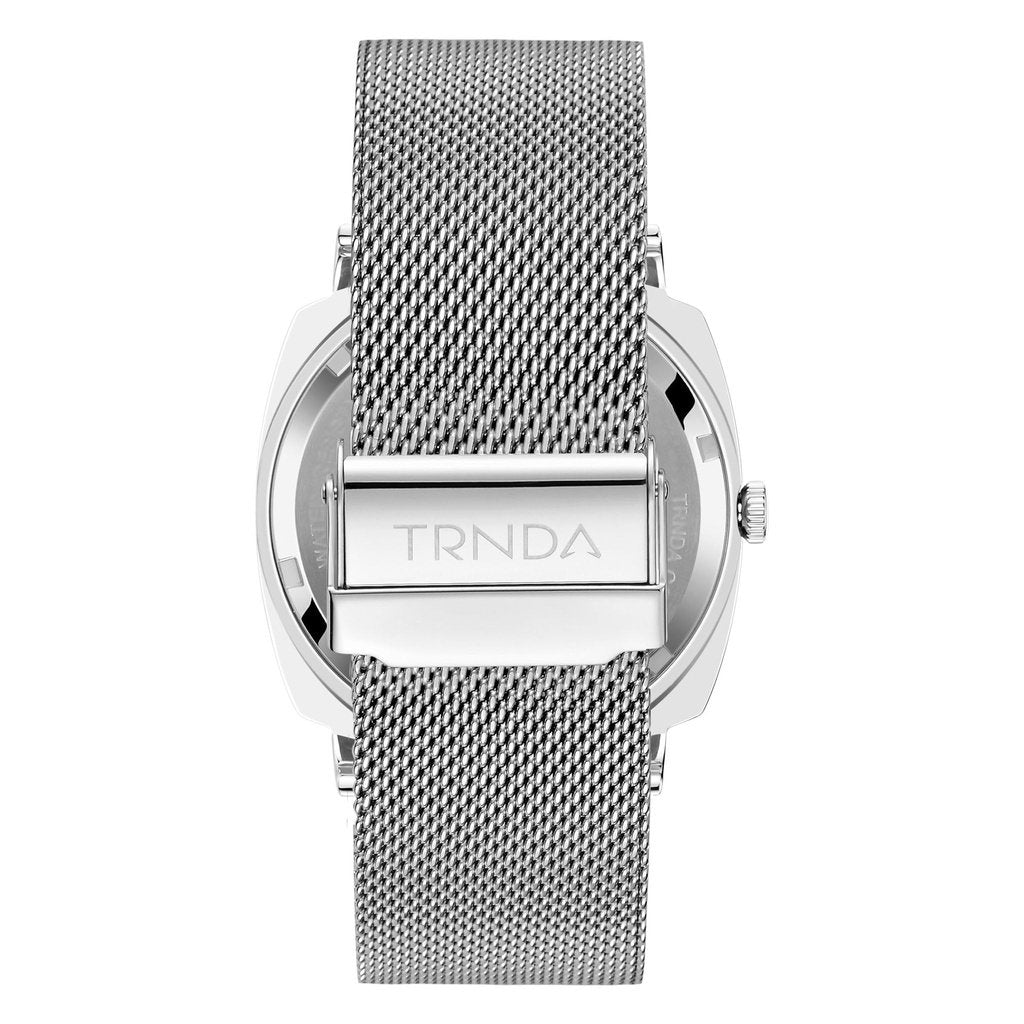 Trnda Men's Silver Stainless Steel Watch, Seaweed Green Dial | Trn45mm-4