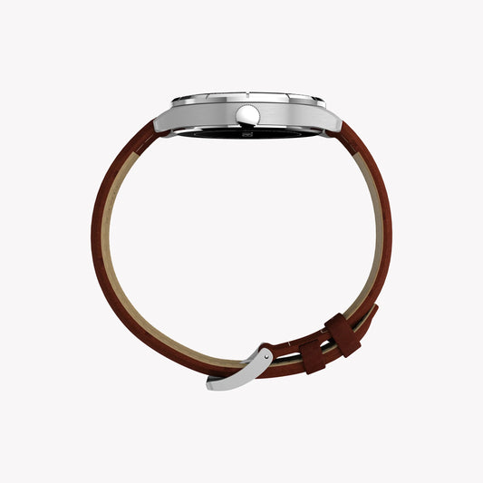 Mens Main Street Silver Tone Case Brown Strap Blue Dial Watch | TW2Y16200-1