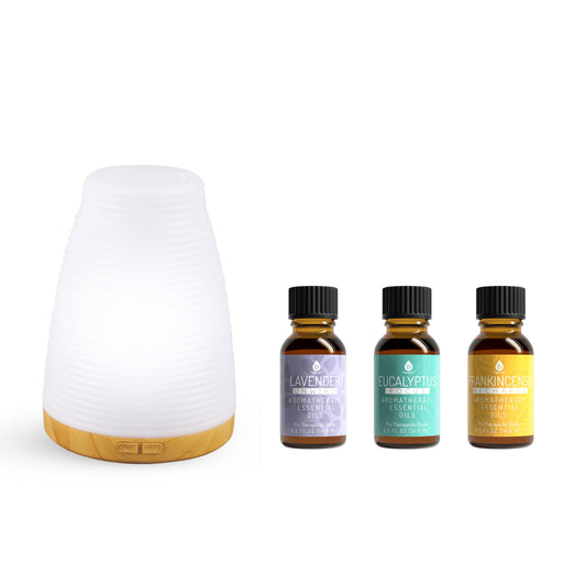 Pursonic Aromatherapy 2 in 1 USB Diffuser & Essential Oil Set-Ultrasonic Top 3 Oils-300ml with 2 Mist Settings 7 Ambient Light Settings-1