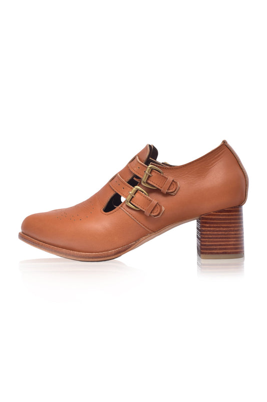 Vienna Low Heel Leather Booties-1