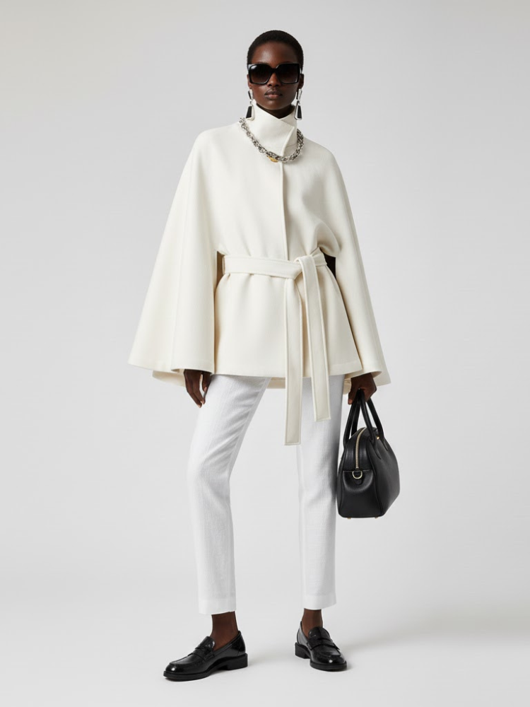 Women's Structured Sash Cape BLACK - PROSPECT HEIGHTS: New Collection COUTURE in BROOKLYN - BYMANYC ® New York-4