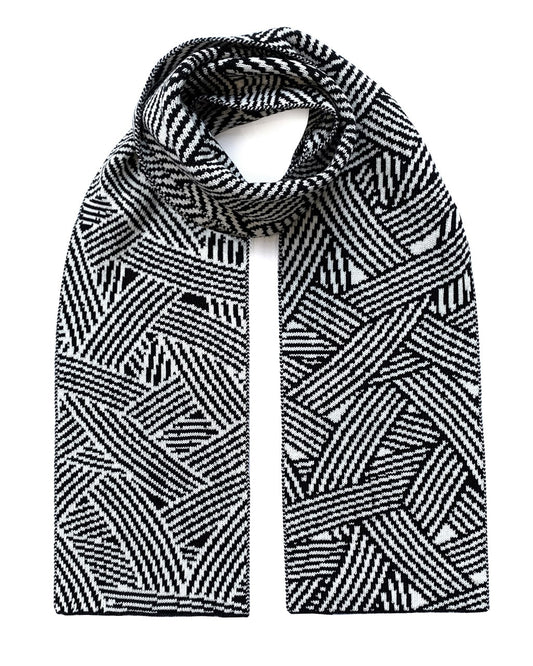 Geometric Striped Wool & Cashmere Scarf-1