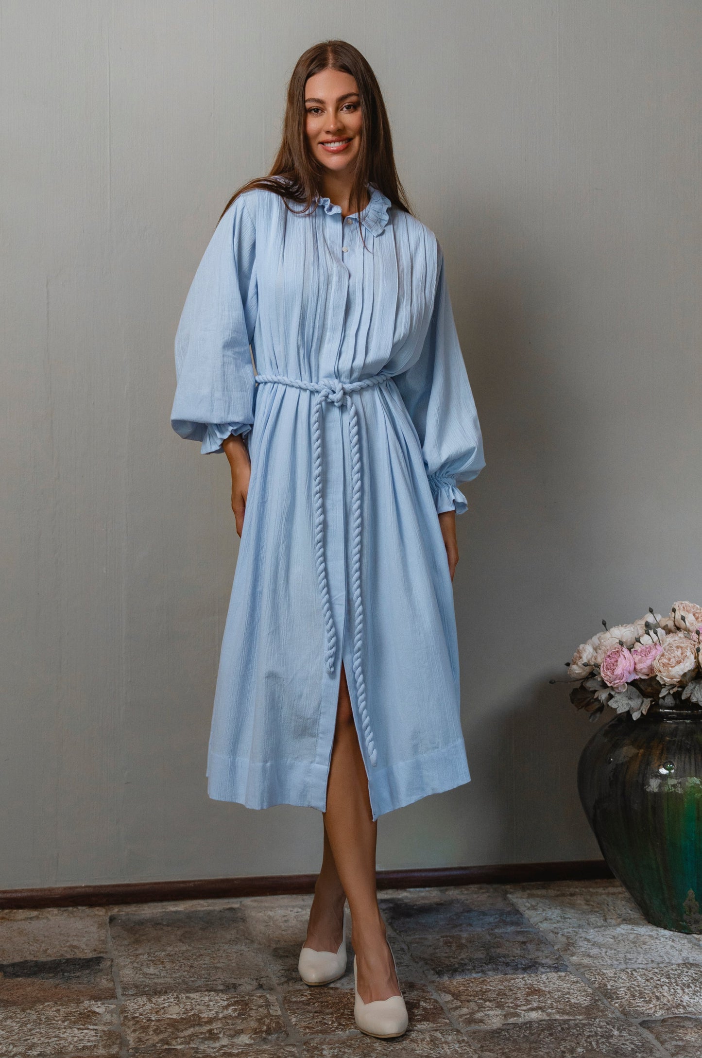Yasmina Ruffle Linen Dress-6