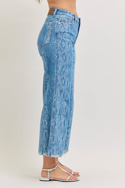 Judy Blue High Rise Ankle Wide Leg Jeans-1