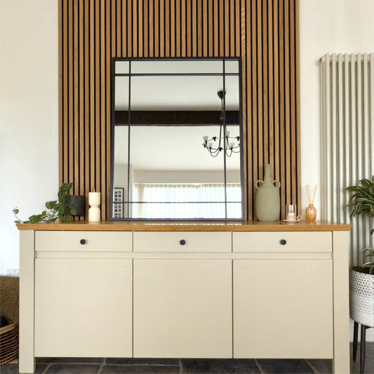 Aimi - Black Metal Rectangle Window Mirror - 95cm x 120cm.-1