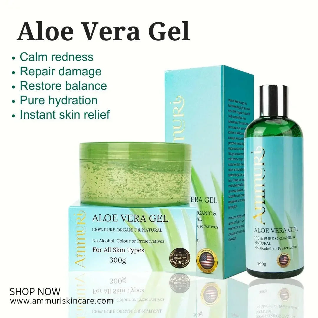 Ammuri Organic Aloe Vera Gel Set โ Pure Soothing Gel for Face, Hair & Body-0