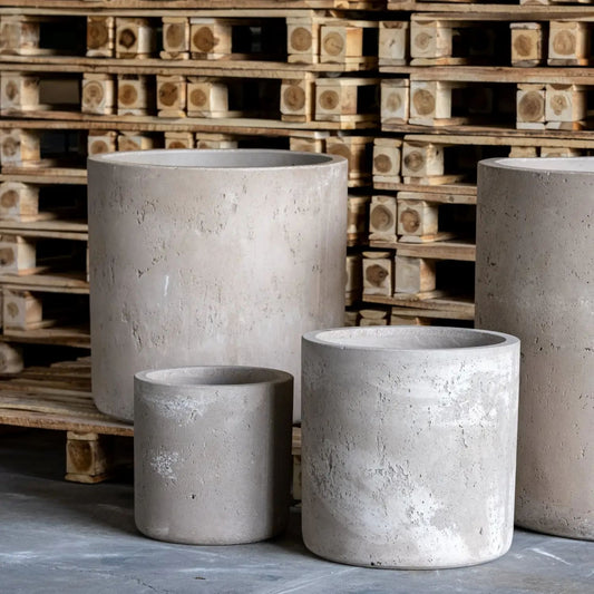 Aurella | Truffle – 30cm Medium Concrete Cylinder Planter – 13L Round Plant Pot-1