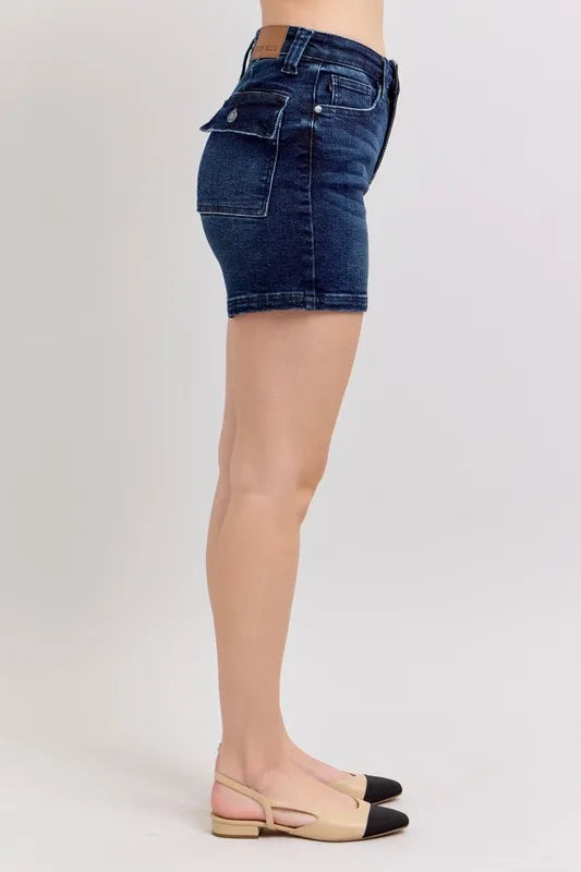 Judy Blue Full Size High Waist Back Flap Pocket Denim Shorts Plus Size-4