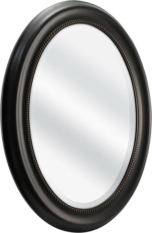 Bronze Oval Wall Mirror 22.5 By 29.5 Inches With Beaded Inner Edge Vertical Or Horizontal Mount-1
