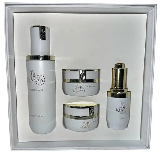 Klara’s Complete Facial Skincare Routine Set (4-Step System) – Cleanser, Day Cream, Night Cream & Peptide Serum in Glass Containers-1