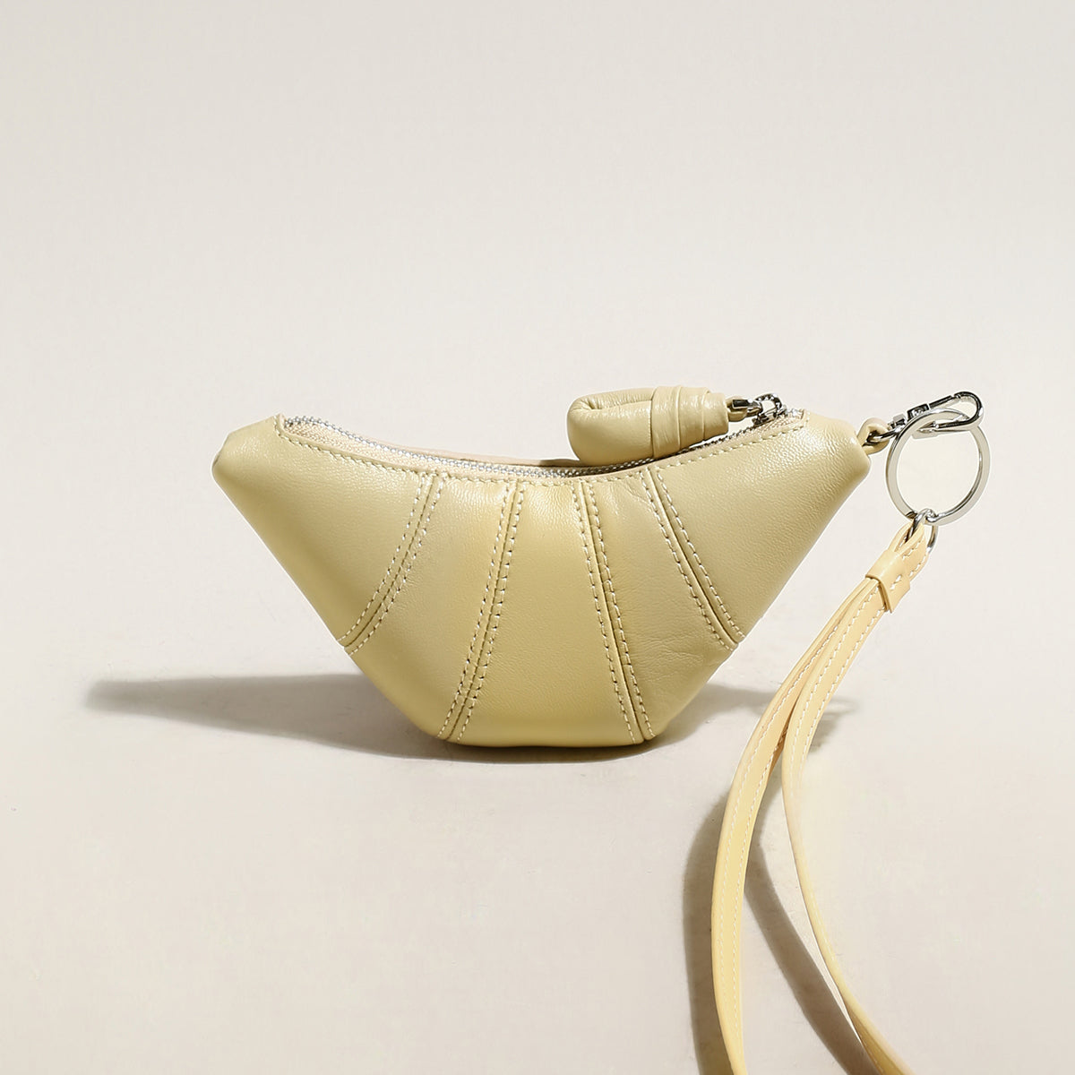 Croissant Mini Pouch Bag Charm – Vegan Leather Wristlet Coin Purse & Bag Accessory-4