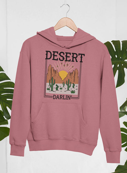 Merch Desert Darlin' fleece hoodie in desert mauve, heavyweight pull-over style, showcasing cozy, warm casual wear.