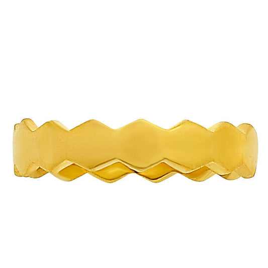 Zigzag ring from the side showing the pointed edge running along the band