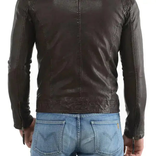 Men’s Elegant Dark Brown Leather Jacket-1