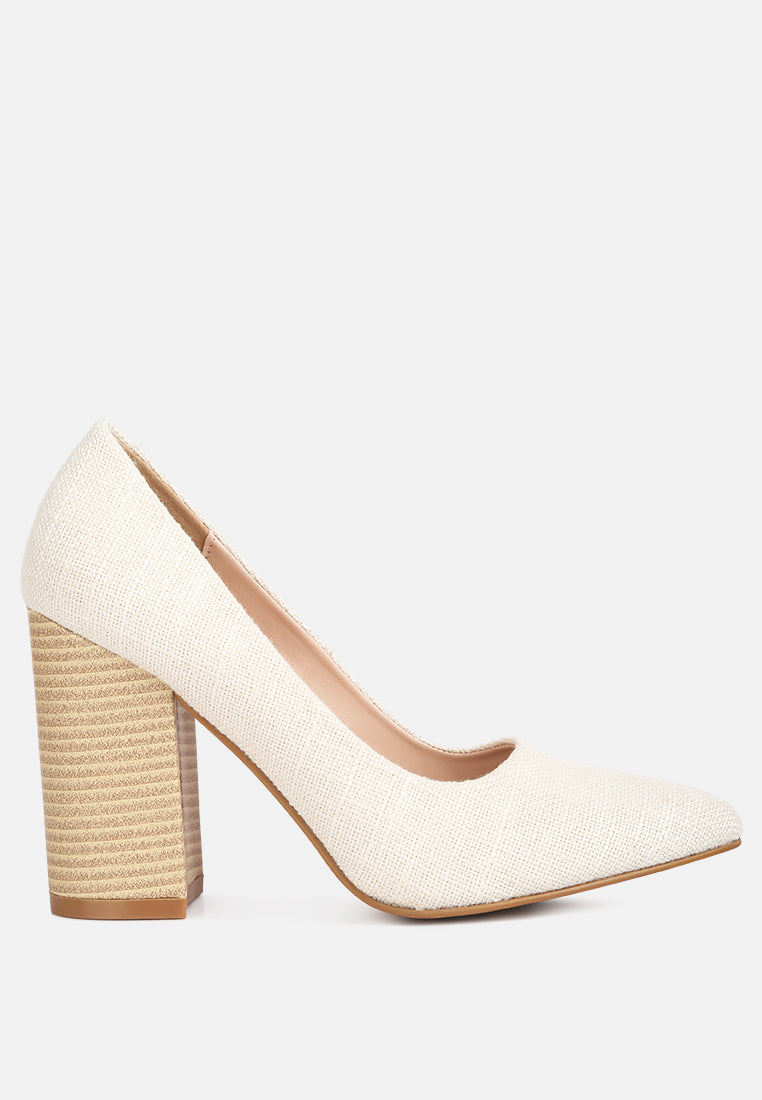 Elsie Canvas Block Heel Pumps-5