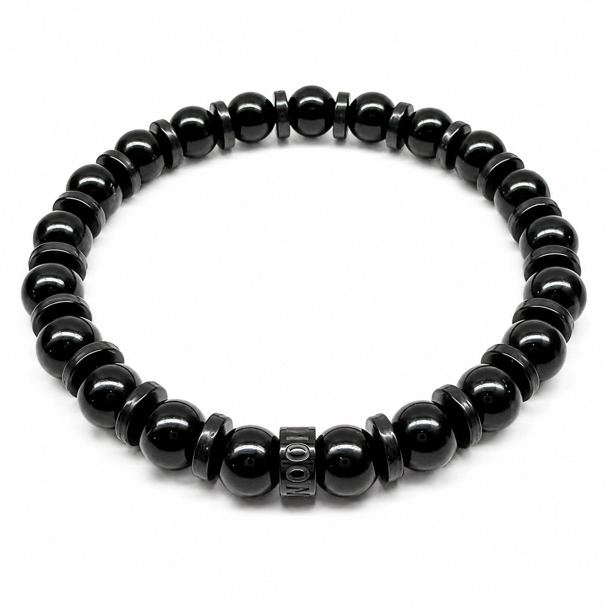 Timberline ebony blackwood beaded bracelet, high angle view