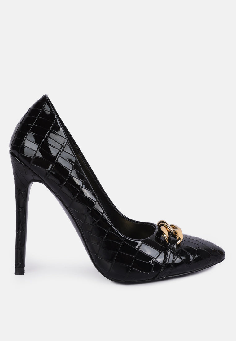 Fanfare Croc Stiletto Pump Heels-6