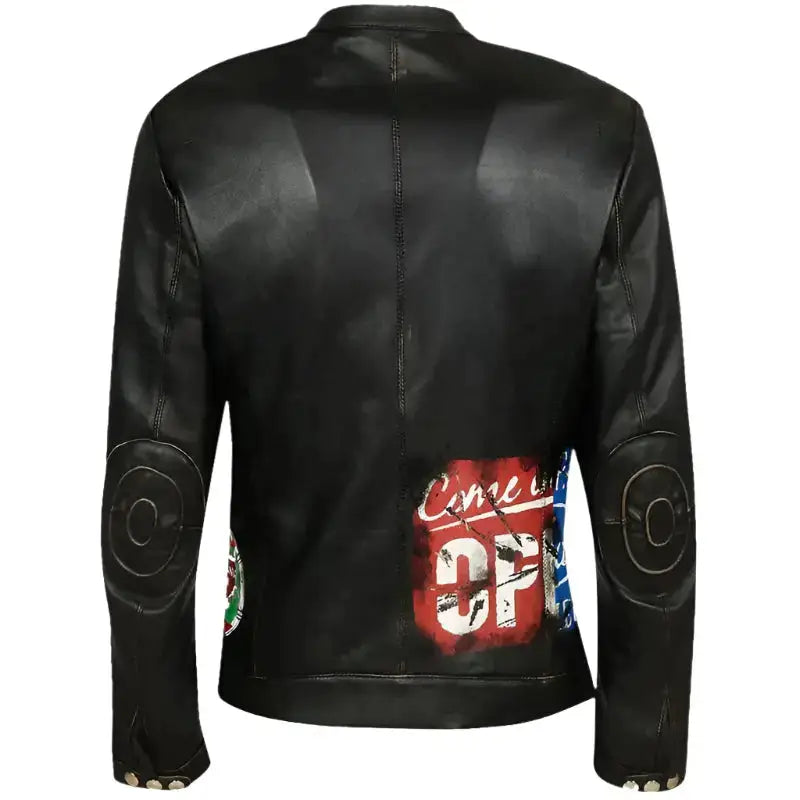 Unisex Fashion Printed Leather Jacket-1