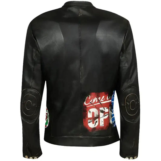 Unisex Fashion Printed Leather Jacket-1