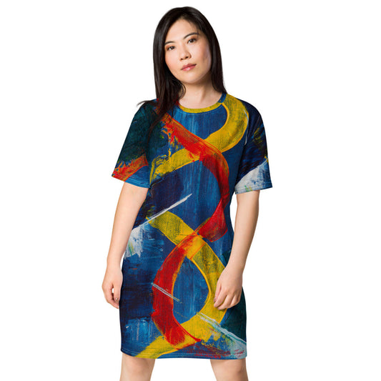 Aysire women’s oversize T-shirt dress made of smooth, stretchy polyester in vibrant color, casual and comfortable fit.