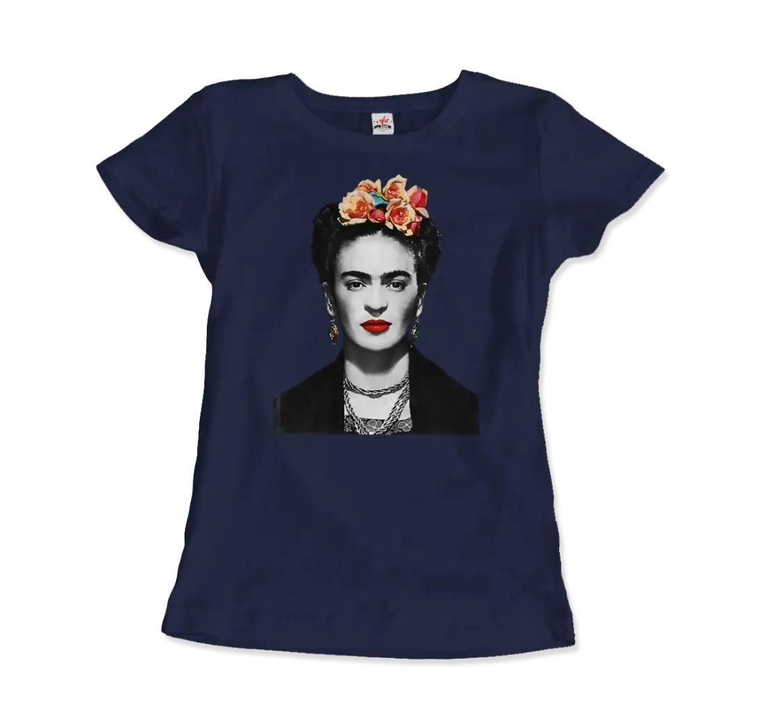 Frida Kahlo with Flowers Portrait artwork t-shirt-9