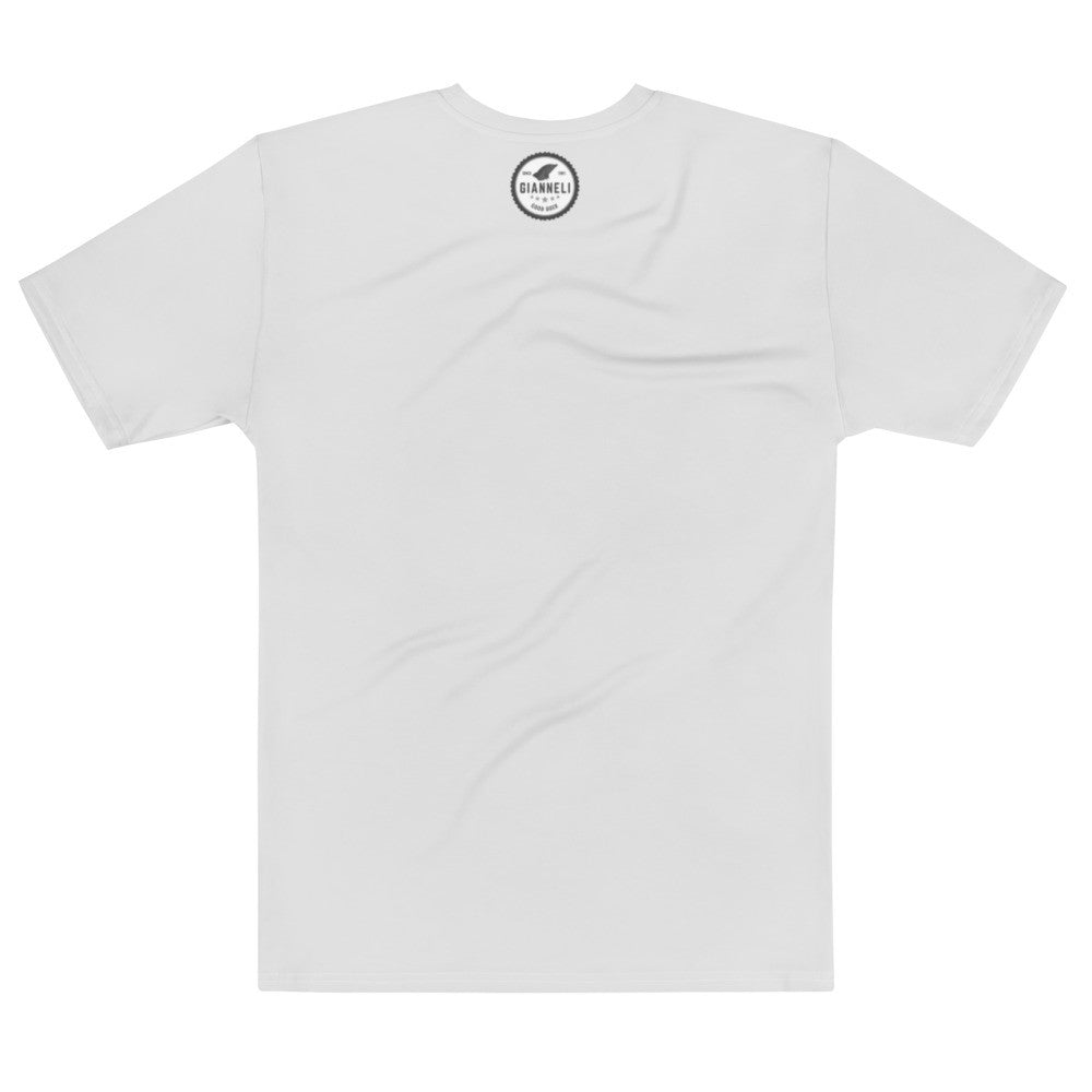 The Kiss men's tee, white jersey with a framed black and white photograph printed on the front.
