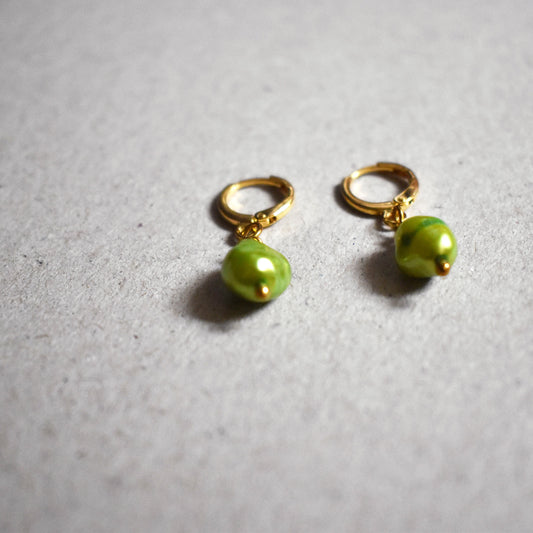 Green freshwater pearl earrings | by Ifemi Jewels-1