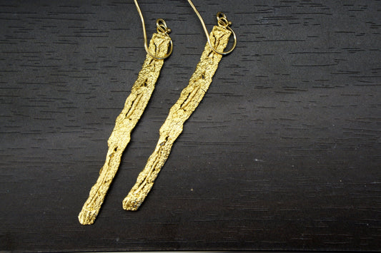 Silver Tree Earrings, Gold-Plated Sterling Silver Jewelry, Tree Bark Earrings, Dangle Jewelry, Gift for Her, Birthday Gift for Women-1