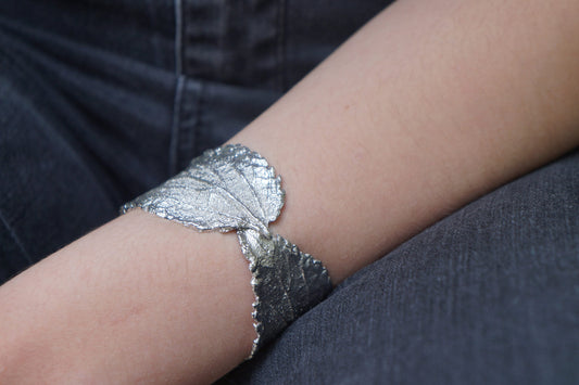 Gold Hibiscus Bracelet, Gold-Plated Sterling Silver Jewelry, Hibiscus Leaf Cuff, Gift for Her, Birthday Gift for Women, Handmade Jewelry-1