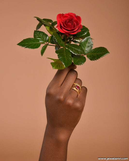 Vintage Gold Statement Ring - Pine Tree Branch Design-1