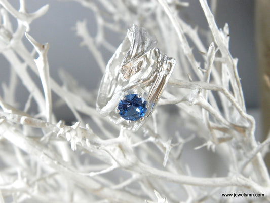 Branch Ring: Sterling Silver Nature Design - Lab Diamond Accent-1