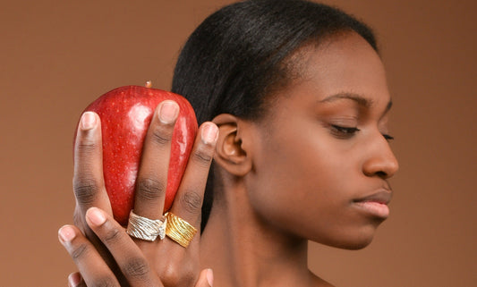 Nature-Inspired Bark Ring, Gold Plated Sterling Silver (Wide Band)-1