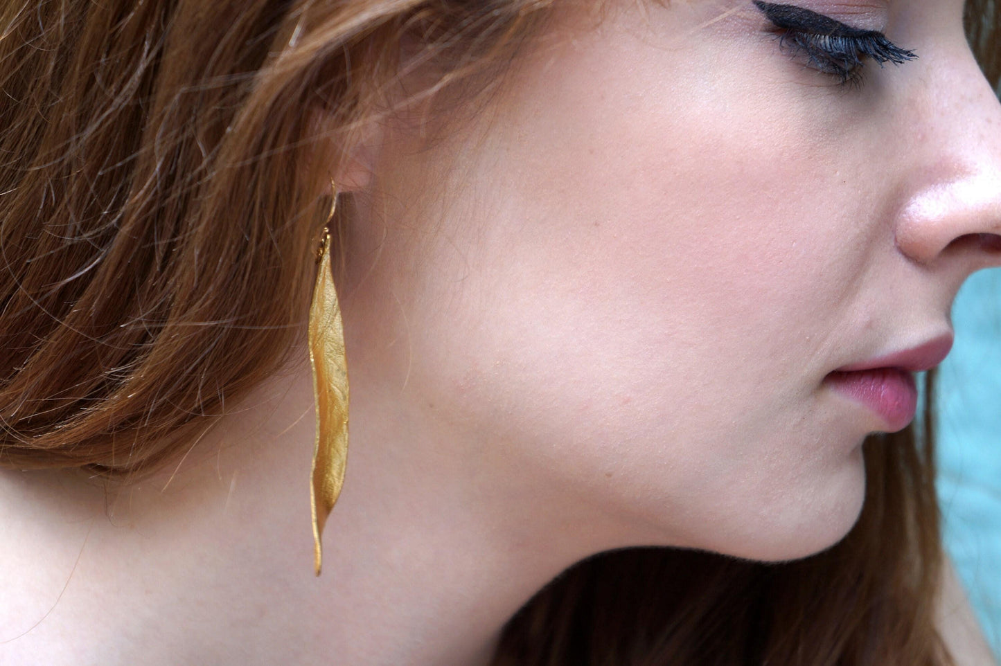 Gold Olive Leaf Earrings, Gold-Plated Earrings, Dangle Earring, Brass Jewelry, Gift for Her, Birthday Gift for Women, Handmade Jewelry-4