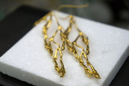 Jasmine Dangle Earrings - Gold Plated Botanical Design-1