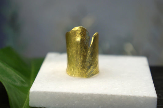 Ginkgo Leaf Ring: Nature Jewelry Collection (Gold Plated, Adjustable)-1
