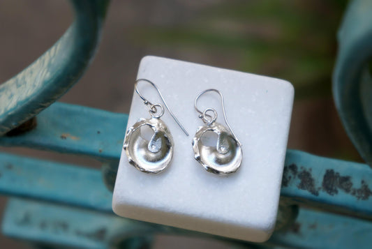 Beach Jewelry Silver Earrings, Sea Shell Dangles (Small, Lightweight)-1