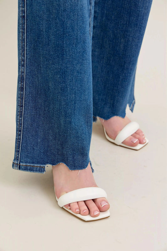 Judy Blue Full Size High Waist Tummy Control Chew Hem Destroy Wide Jeans Plus Size-1