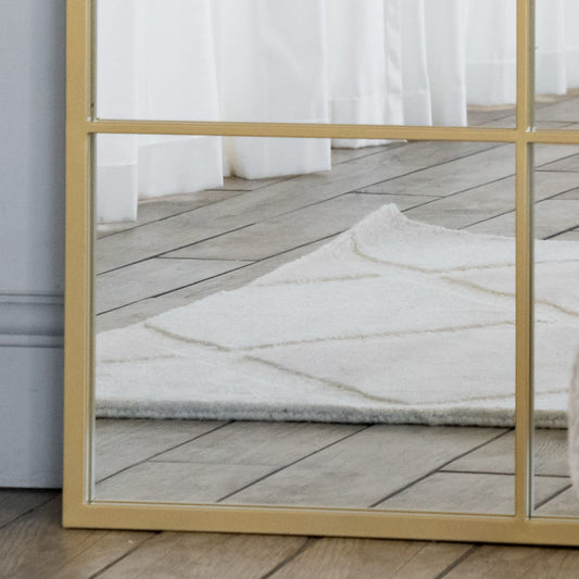 Kyō - Full Length Gold Metal Rectangle Lattice Window Mirror - 200cm x 120cm-1