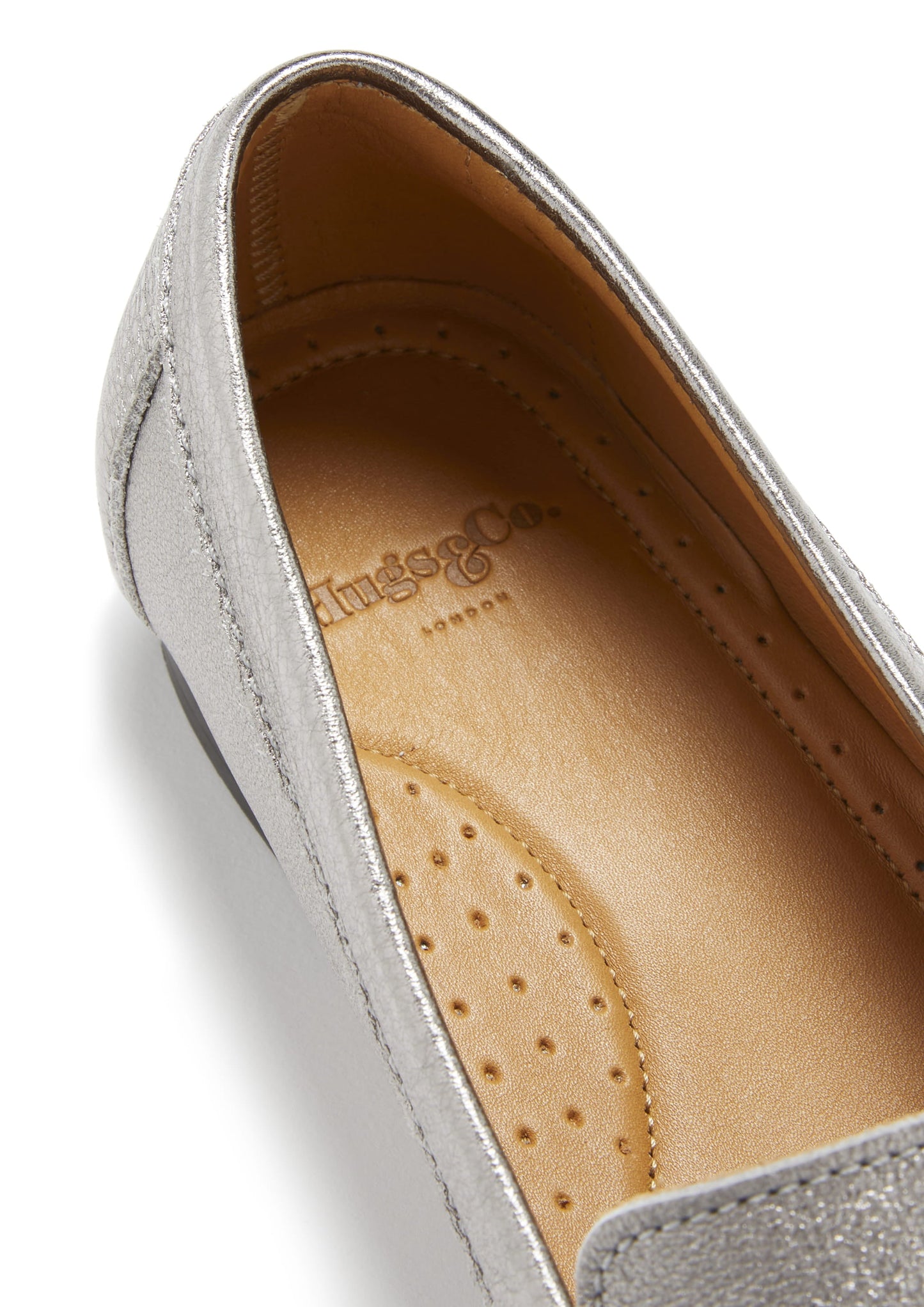 Women's Penny Loafers Leather Sole, titanium metallic leather-4