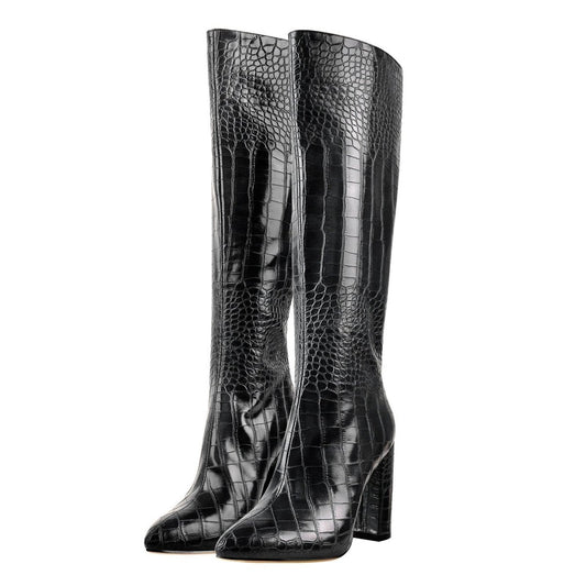 London Girl Faux Leather Everyday Knee High Boots-1