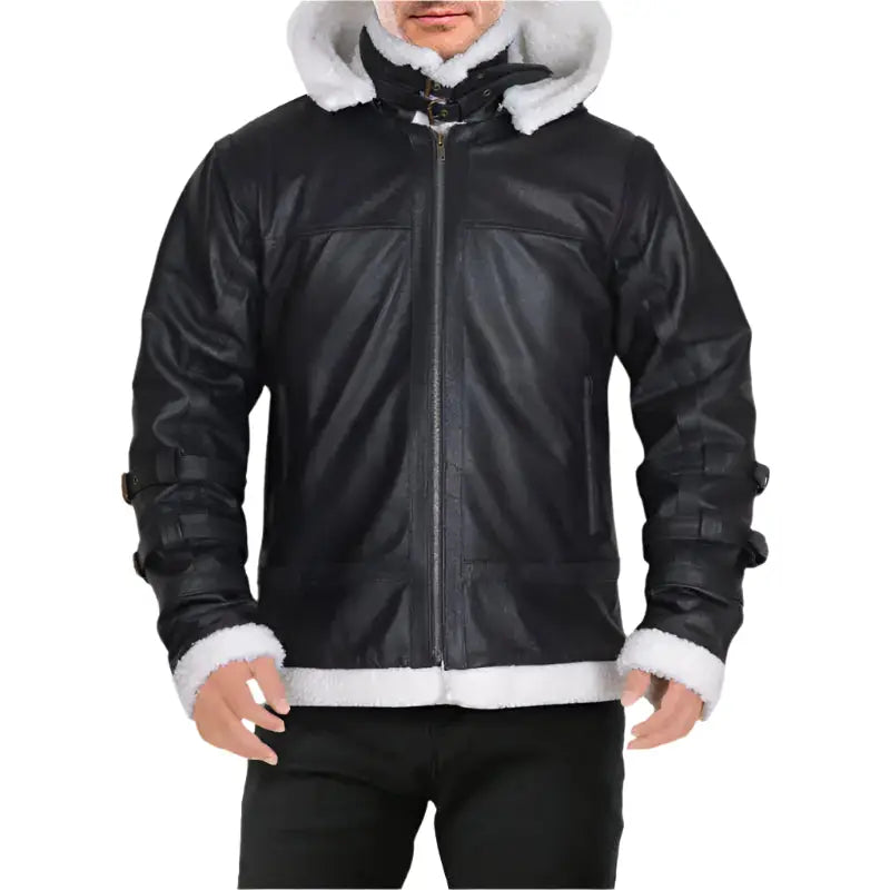 Men's B3 Bomber Shearling Hoodie Jacket-2