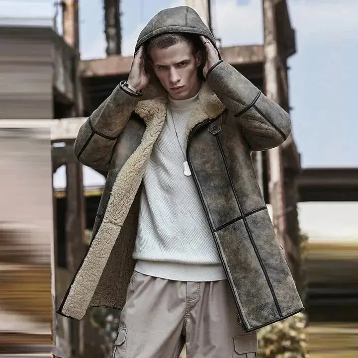 New Long Sheepskin Aviator Jacket-2