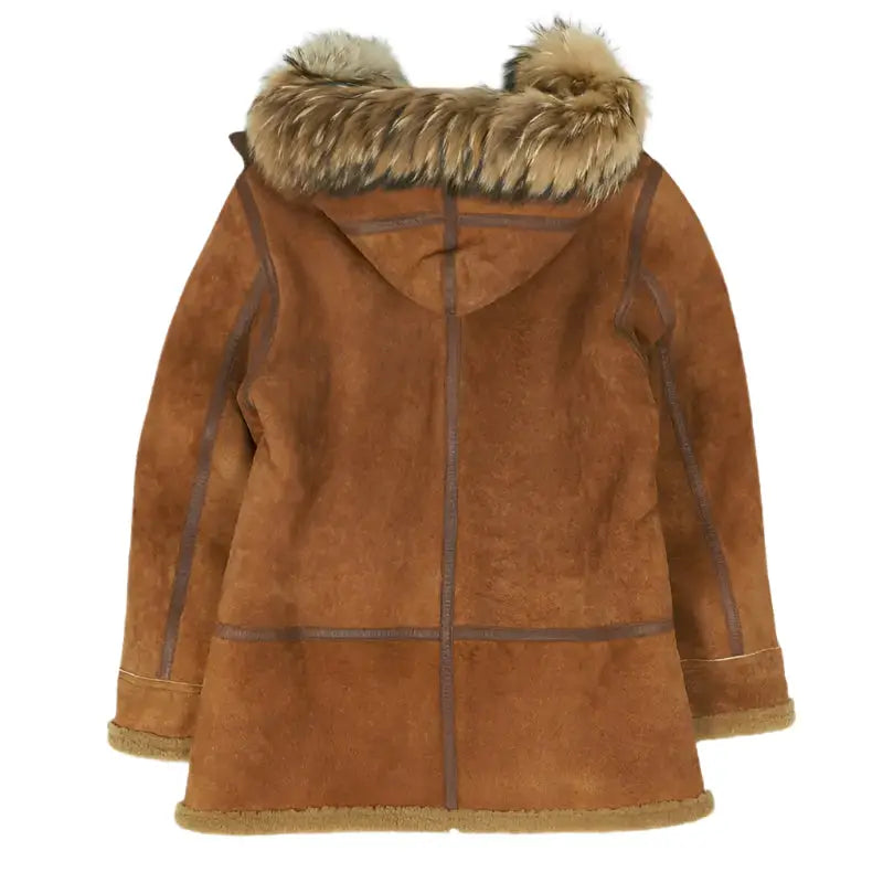 Mens Brown Shearling Parka Jacket-2