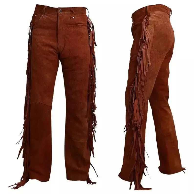 Men's Brown Suede Leather Trousers