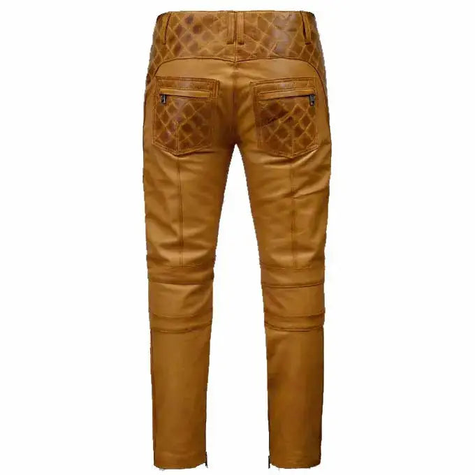 Real Leather Biker Jeans Sheepskin Brown