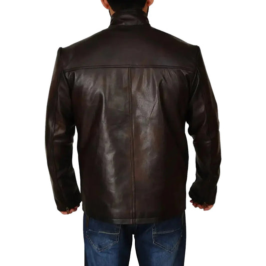 Men's Classic Dark Brown Leather Jacket-1